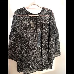 Lucky Brand-Plus size- sheer print top